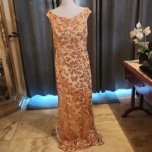 Rose Gold Sequin Maxi Dress - Women Dresses Maxi